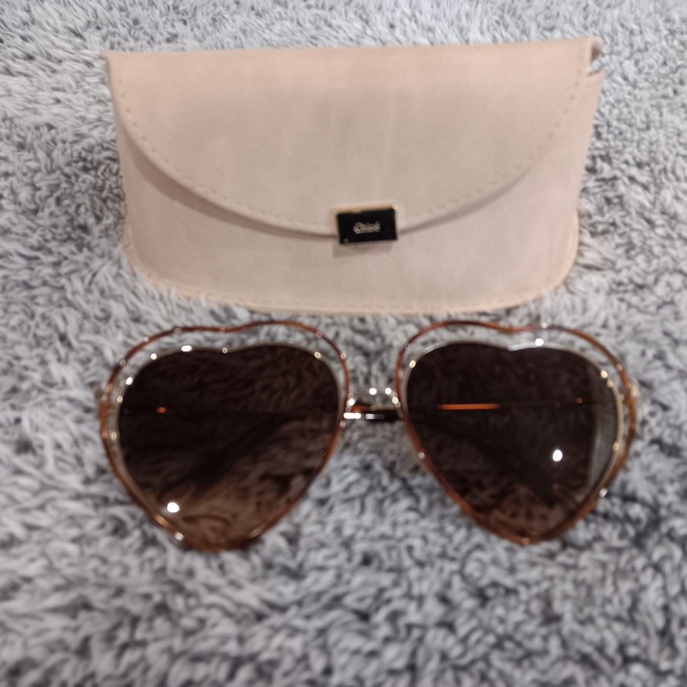 Chloe Poppy Heart Shaped  Sunglasses CE131S 213 Brown Havana Tortoiseshell/NEW